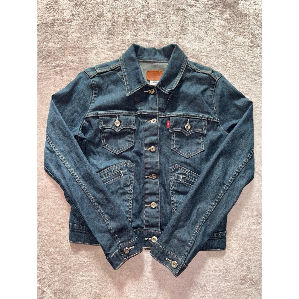 Vintage Y2K Levi's Dark Wash Denim Jacket Junior Size Medium